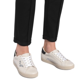 Women's sneakers brocade silver inserts white