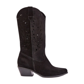 Suede boots with an openwork upper zazoo 3609 black