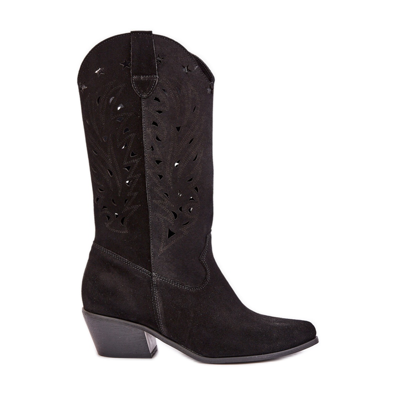 Suede boots with an openwork upper zazoo 3609 black