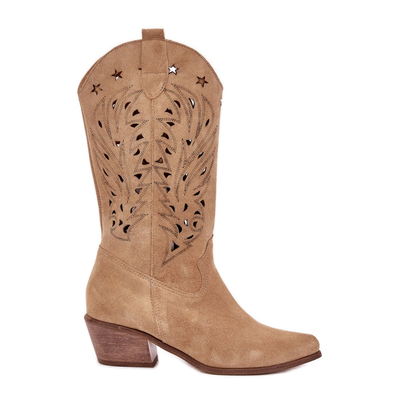 Suede boots with an openwork upper zazoo 3609 beige
