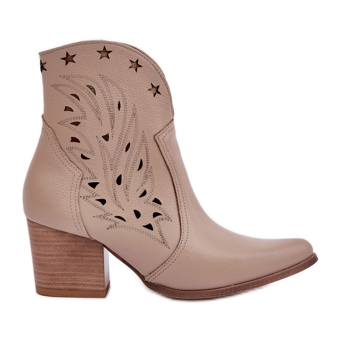 Lewski Shoes Openwork leather cowboy boots on the Lewski 3613 pillar dark beige