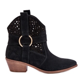 Zazoo 2994 Black Openwork Cowboy Cowboy boots