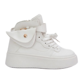 High sneakers with a sachet on the white platform High sneakers with a sachet on the white platform