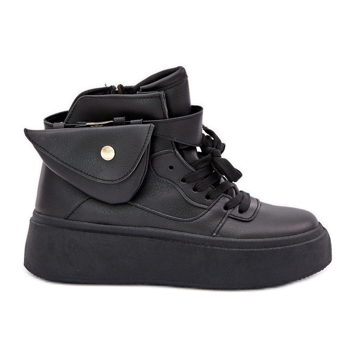 High sneakers with a sachet on the black platform High sneakers with a sachet on the black platform
