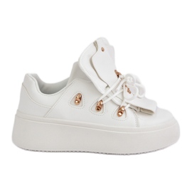 Women's Platform Sneakers, White Women's Platform Sneakers, White