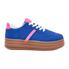 Women's sneakers on the blue-pink platform