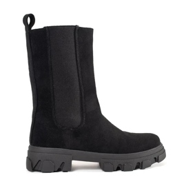 Black suede Chelsea boots