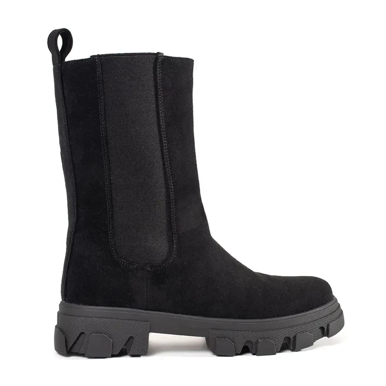 Black suede Chelsea boots
