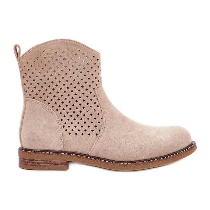 Light beige openwork boots