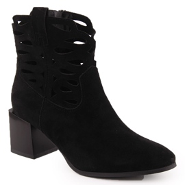 M. DASZYŃSKI Women's boots on the Black Openwork Suede Post M. DASZYŃSKI Women's boots on the Black Openwork Suede Post