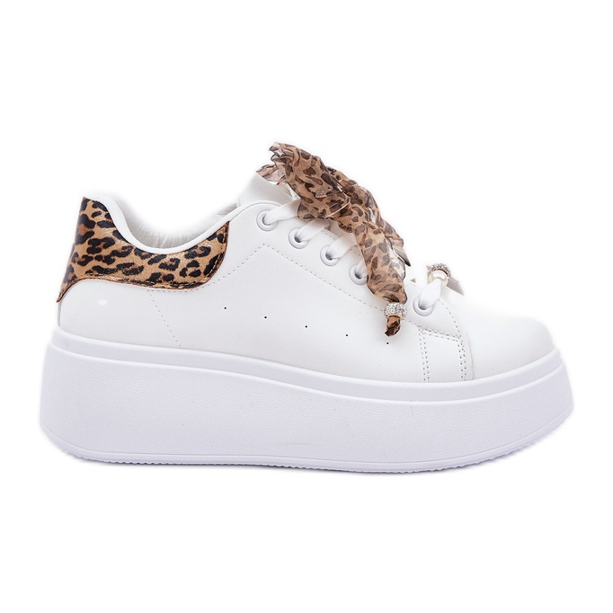 Women's sneakers on the platform with leopard print white