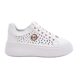 Openwork sneakers with golden detail white Openwork sneakers with golden detail white