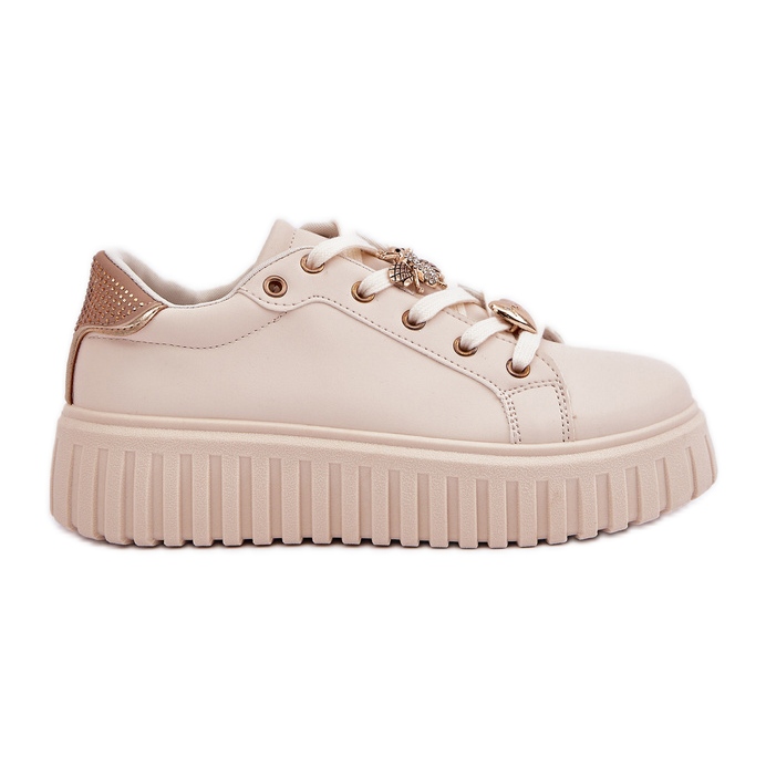 Women's sneakers with pins beige