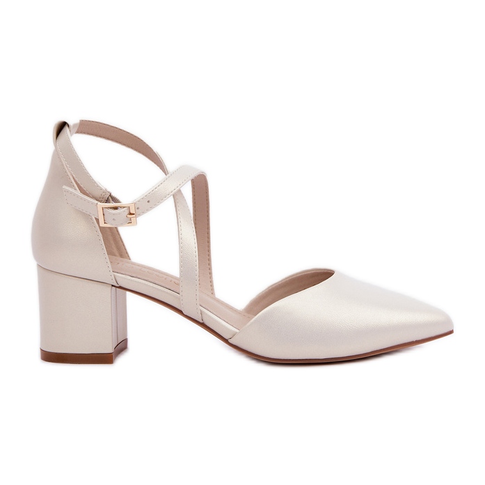 Pumps on the eco leather post Sergio Leone Pearl beige