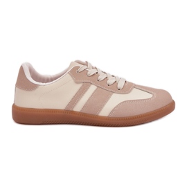 Low women's sneakers with eco leather beige
