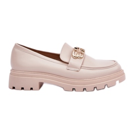 Women's loafers with golden detail beige Women's loafers with golden detail beige