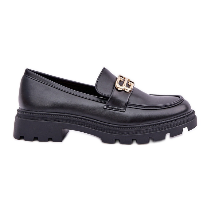 Women's loafers with a golden detail black
