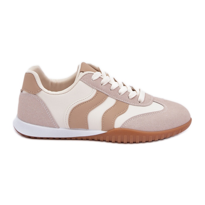 Classic women's sneakers with eco leather beige
