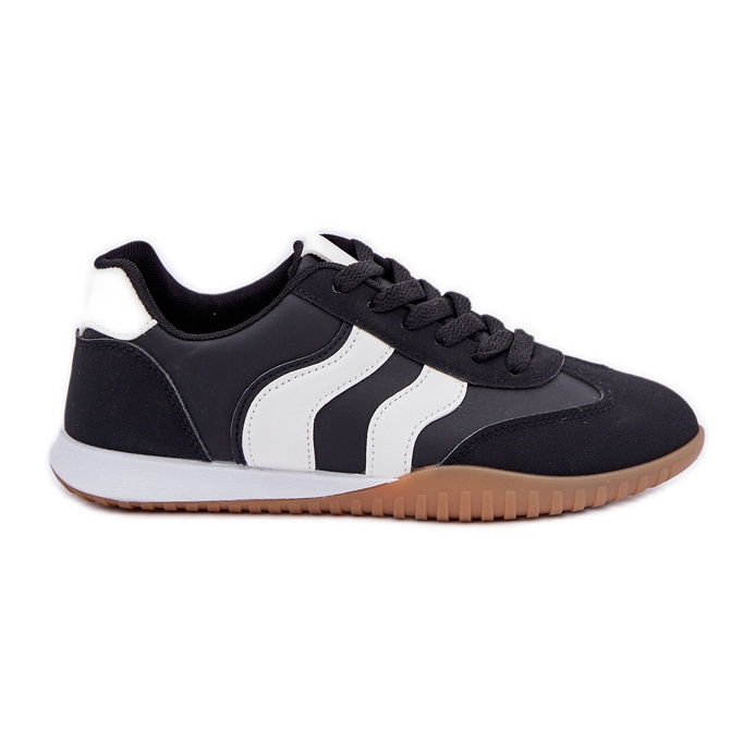 Classic women's sneakers with eco leather black leather