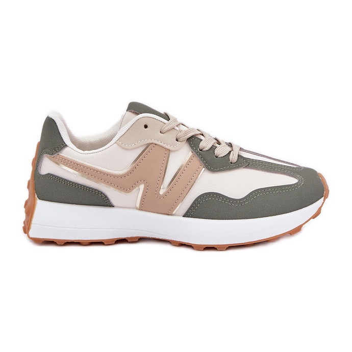 Beige-green women's sneakers sports shoes