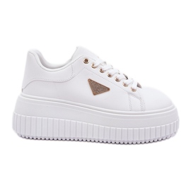 Stylish sneakers on a massive white platform