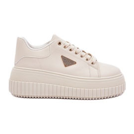 Stylish sneakers on a massive light beige platform