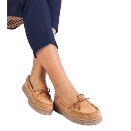 Brown women's loafers from ekozamsz with a bow