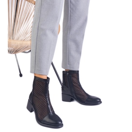 Black mesh boots on the post beige Black mesh boots on the post beige