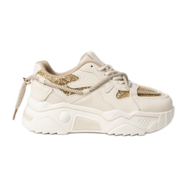 Women's sports sneakers beige-gold Women's sports sneakers beige-gold