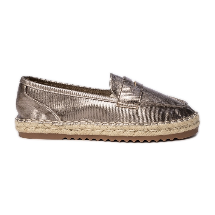 Espadrilles women's brown metallic loafers