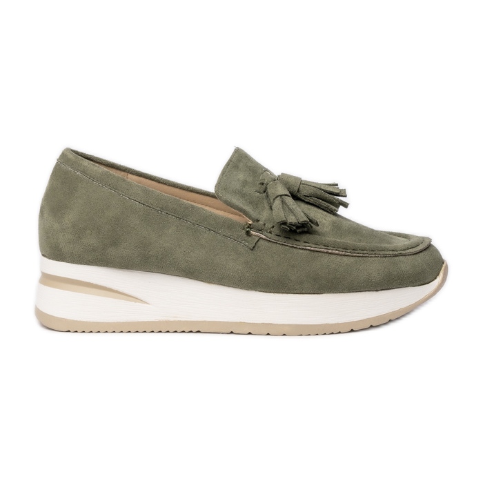 Women's green loafers