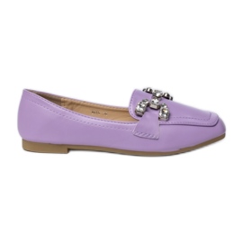 Women's moccasins with a purple ornament
