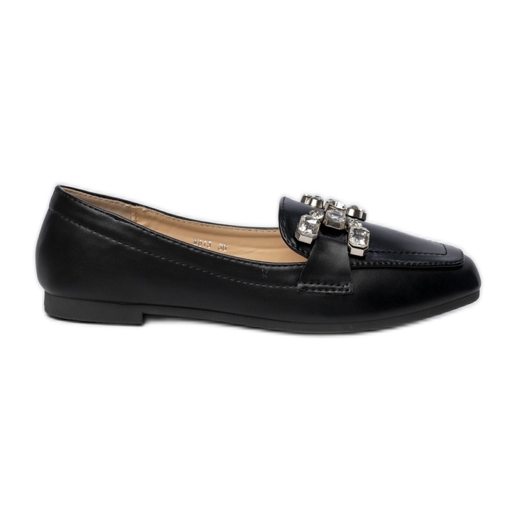 Women's loafers with a silver decoration black Women's loafers with a silver decoration black
