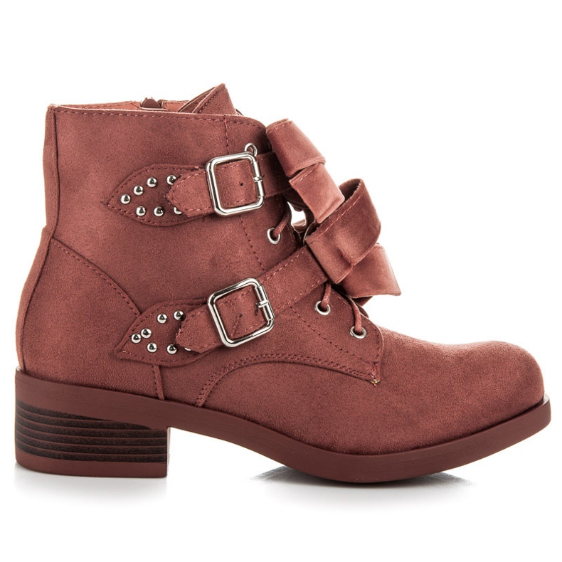 Ideal Shoes Boots with bows pink