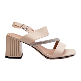 S.Barski Women's elegant sandals on the post beige MR38-549