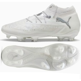 Puma Future 8 Ultimate FG 108138-04 white shoes with a sock