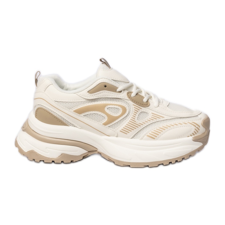 Women's white-beige sports sneakers