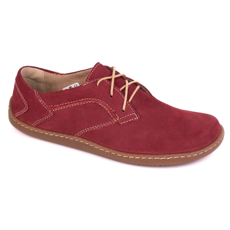 Olivier Barefoot women's minimalist leather shoes 1082 bordo nubuk red