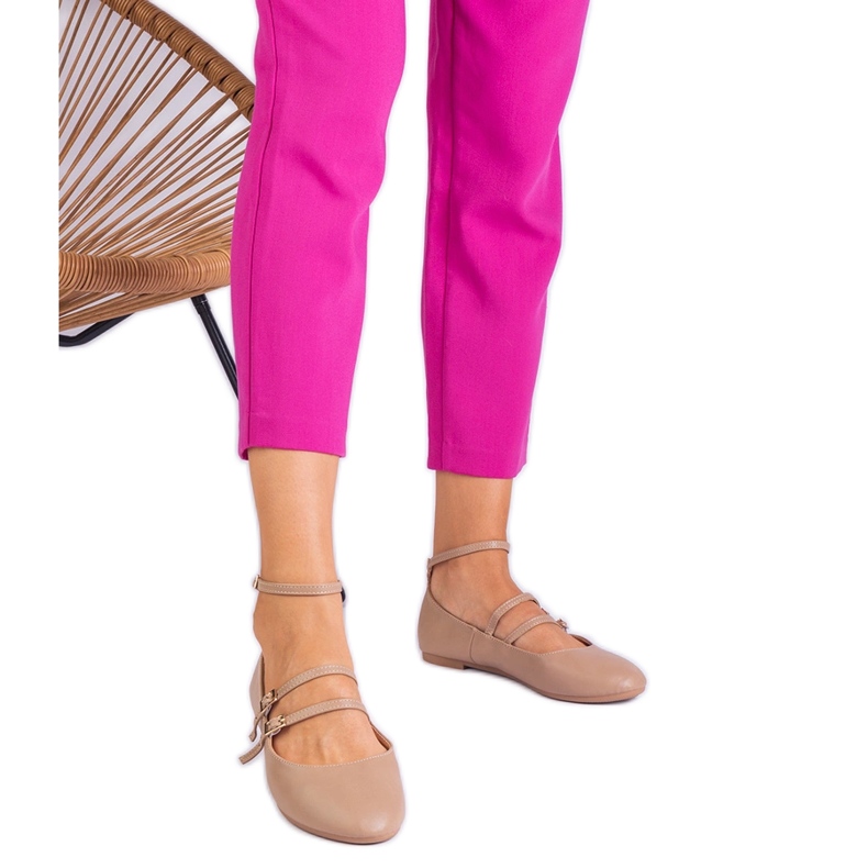 Beige ballerinas made of eco -leather with buckles Beige ballerinas made of eco -leather with buckles