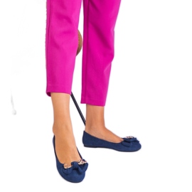 Navy classic ballerinas with a bow blue