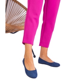 Women's navy blue ballerinas suede