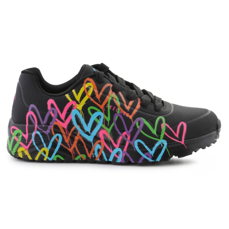 Skechers UNO LTE shoes - Spread The Love 314064L -BKMT Colorful hearts black
