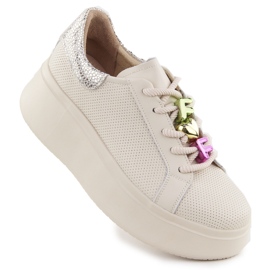 Filippo 6793 leather leather shoes perforated on the platform beige Filippo 6793 leather leather shoes perforated on the platform beige
