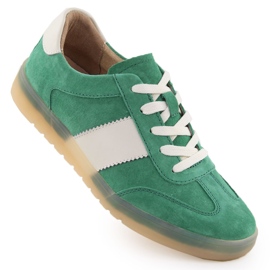 Women's leather shoes in suede green Filippo 6770