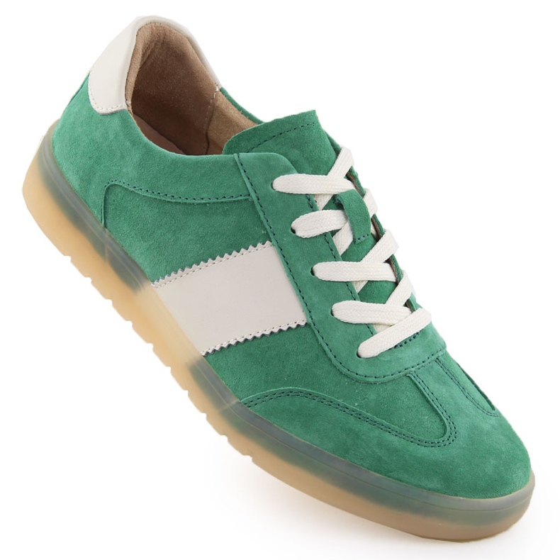 Women's leather shoes in suede green Filippo 6770