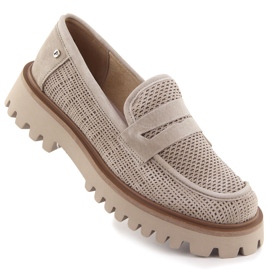 Leather lords women's loafers on the Filippo 6796 beige platform Leather lords women's loafers on the Filippo 6796 beige platform