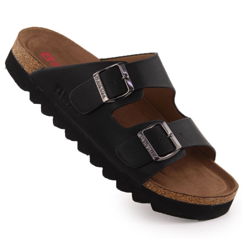 Men's flip flops adjustable for black buckles big star nn174531