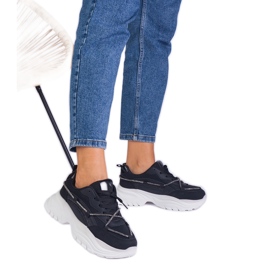 Black women's sneakers decorated with a zircon string