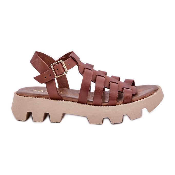 Women's leather sandals Zazoo 3695 brown