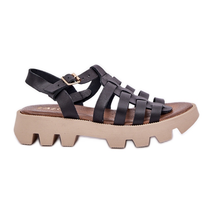 Women's leather sandals Zazoo 3695 black